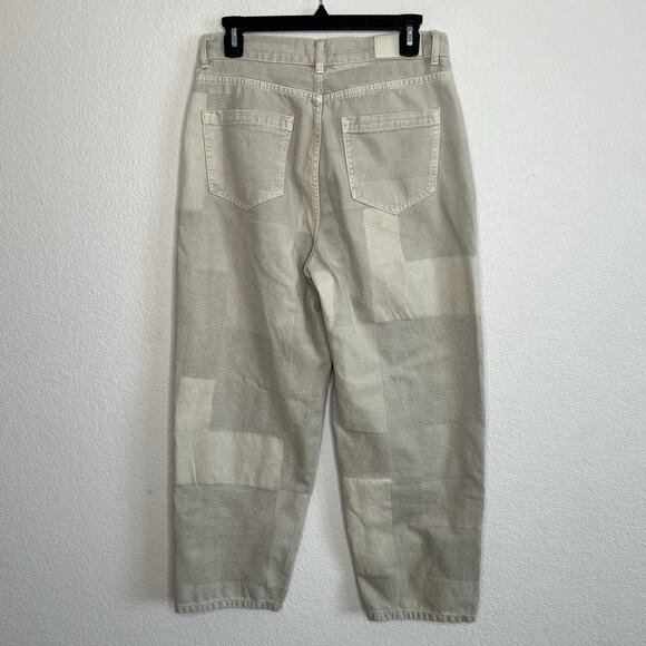 Whistles Tan Patchwork Boyfriend Jean size 29 High Rise Relaxed Khaki Af16 - Picture 5 of 7